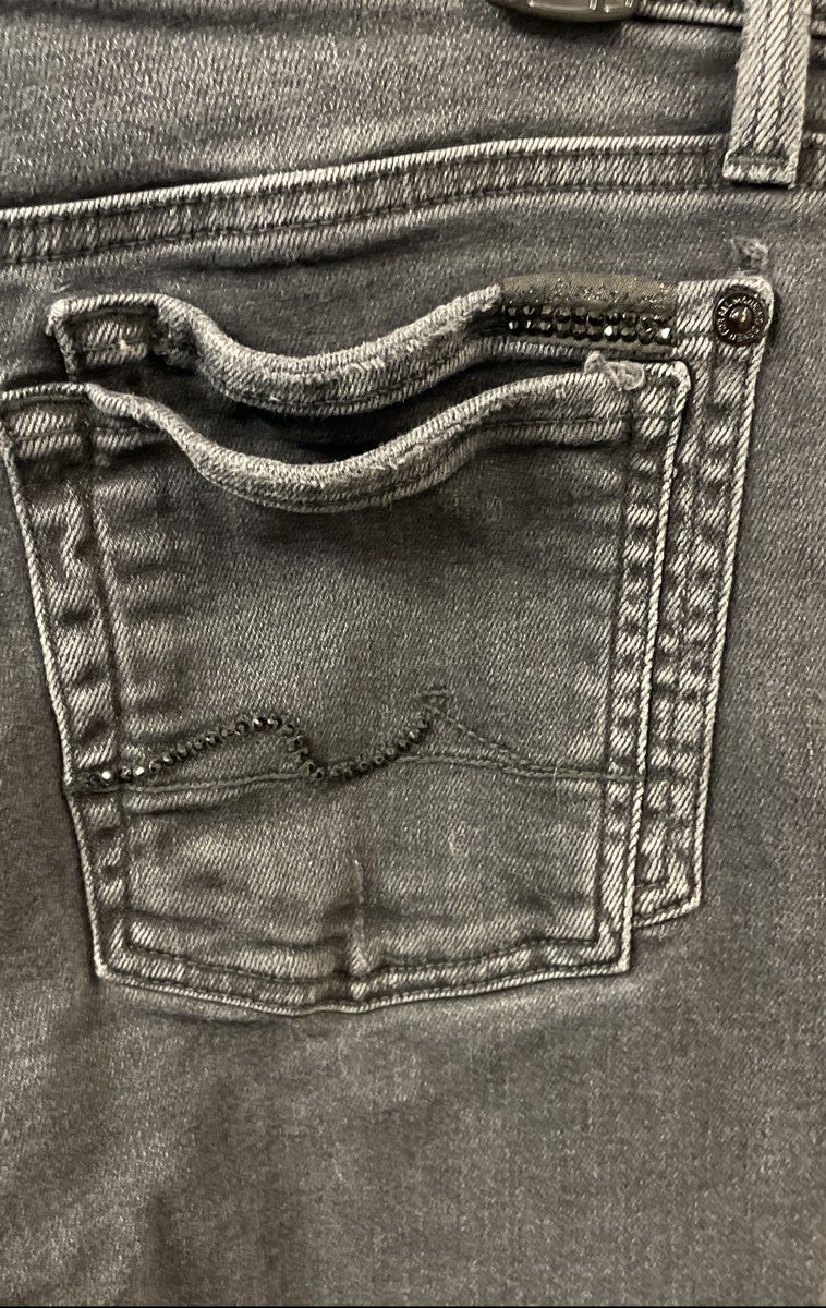 7 For All Mankind Women's Black Skinny Jeans Washed Embellished Pockets Sz 29