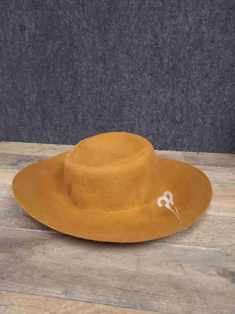 Anthropologie Women's Mustard Yellow Wide Brim 100% Wool Studded Hat One Size