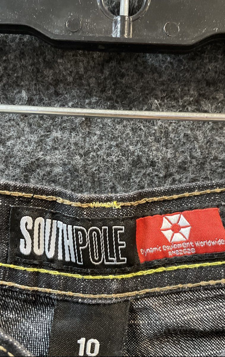 Southpole Boys Black Denim Shorts Gold Contrast Stitch Y2K Hip Hop Sz 10