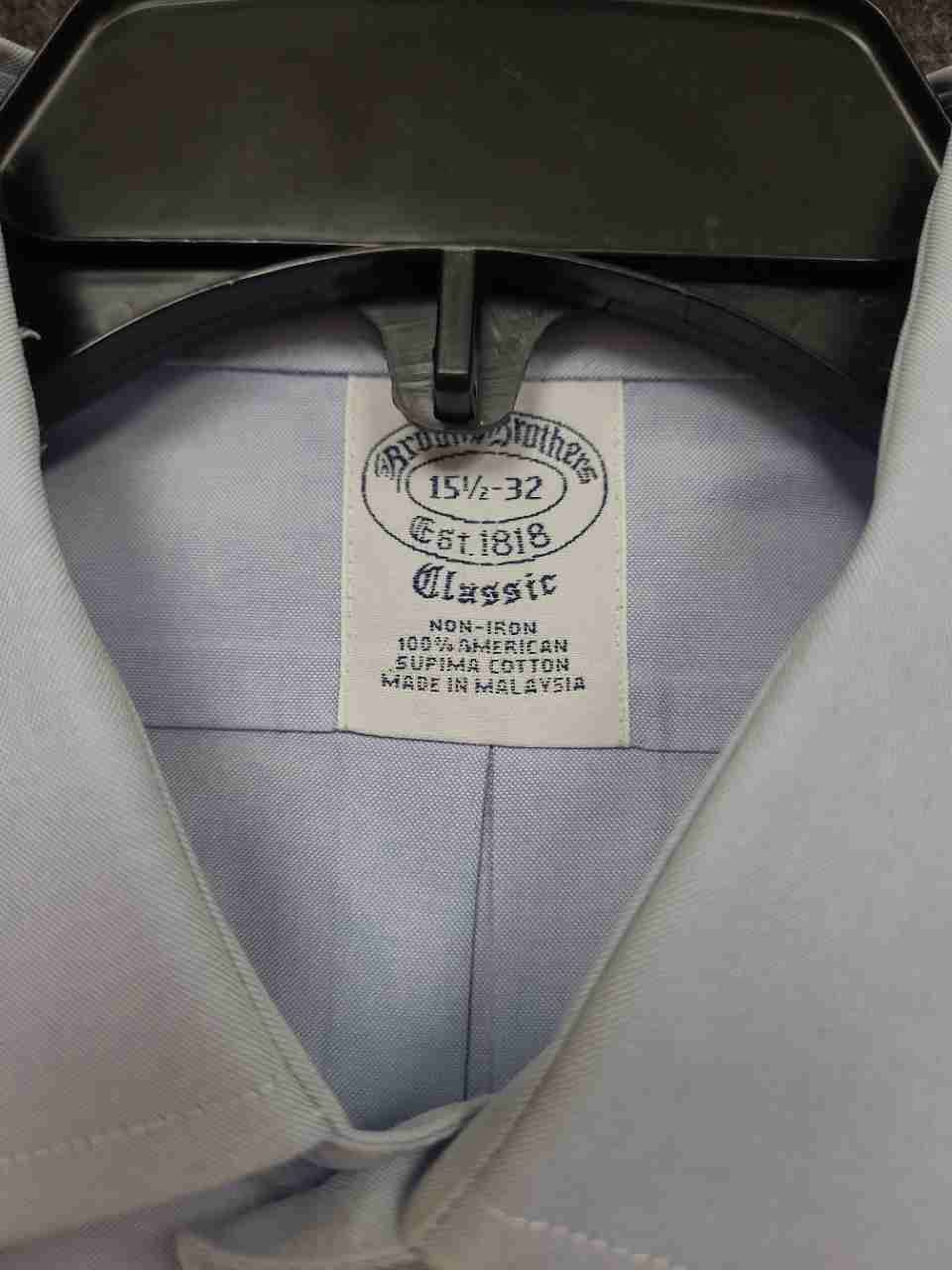 Brooks Brothers Men's Blue Non-Iron Supima Cotton Classic Fit Shirt Sz 15.5 32