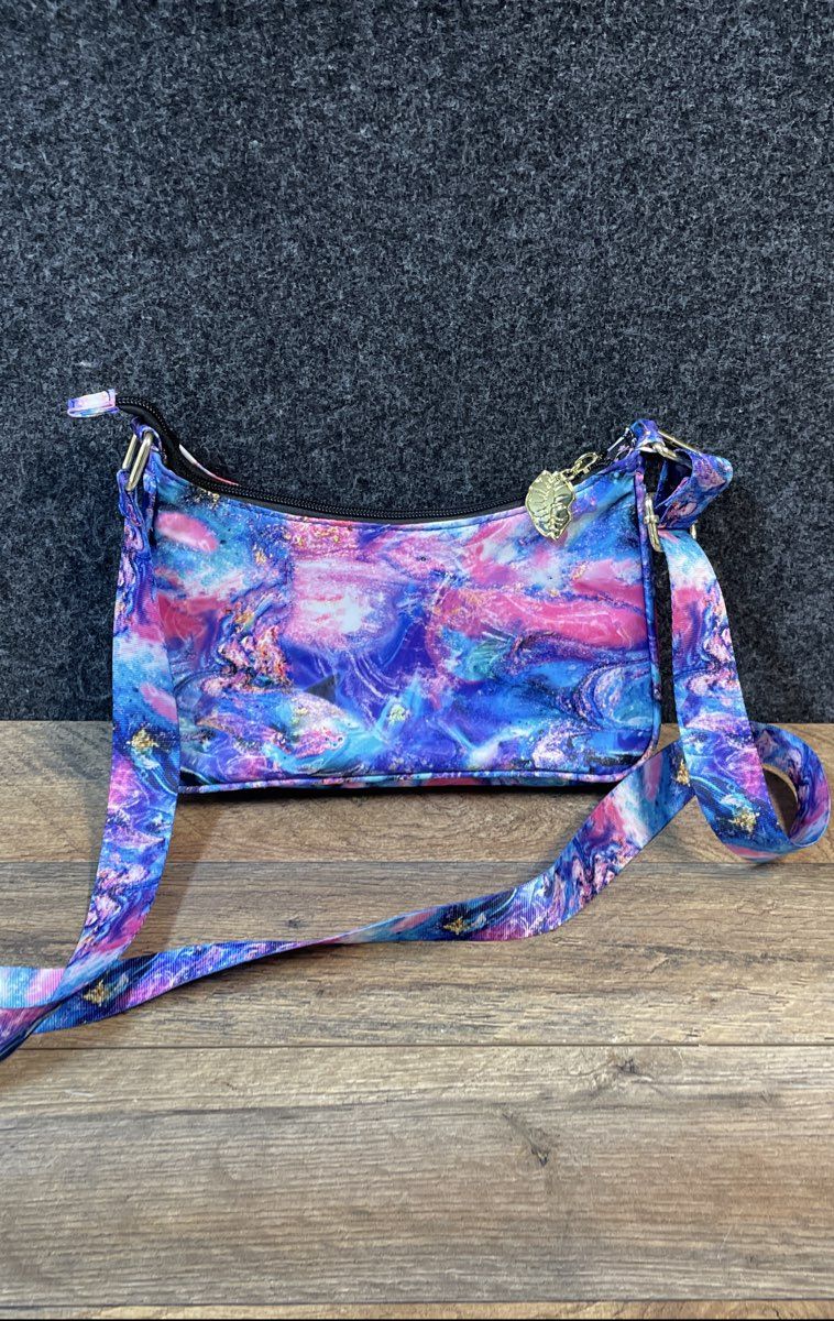 Luv Betsey Betsey Johnson Blue Purple Galaxy Print Shoulder Bag with Pouch