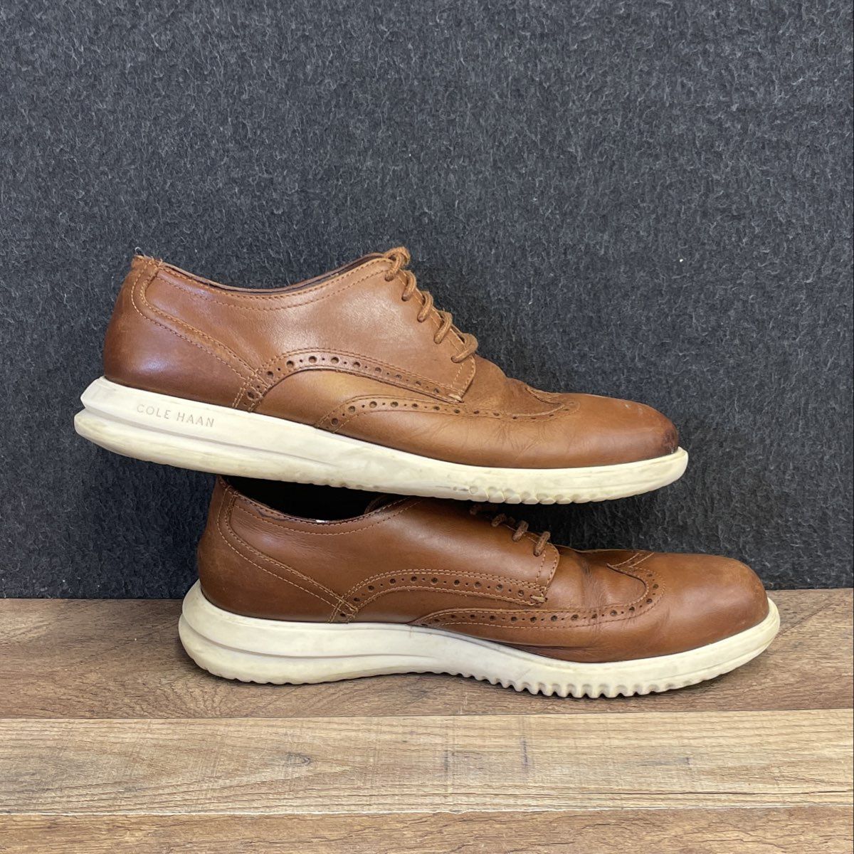 Cole Haan Grand Crosscourt Brown Leather Wingtip Oxford Shoes Men's Size 9.5 M