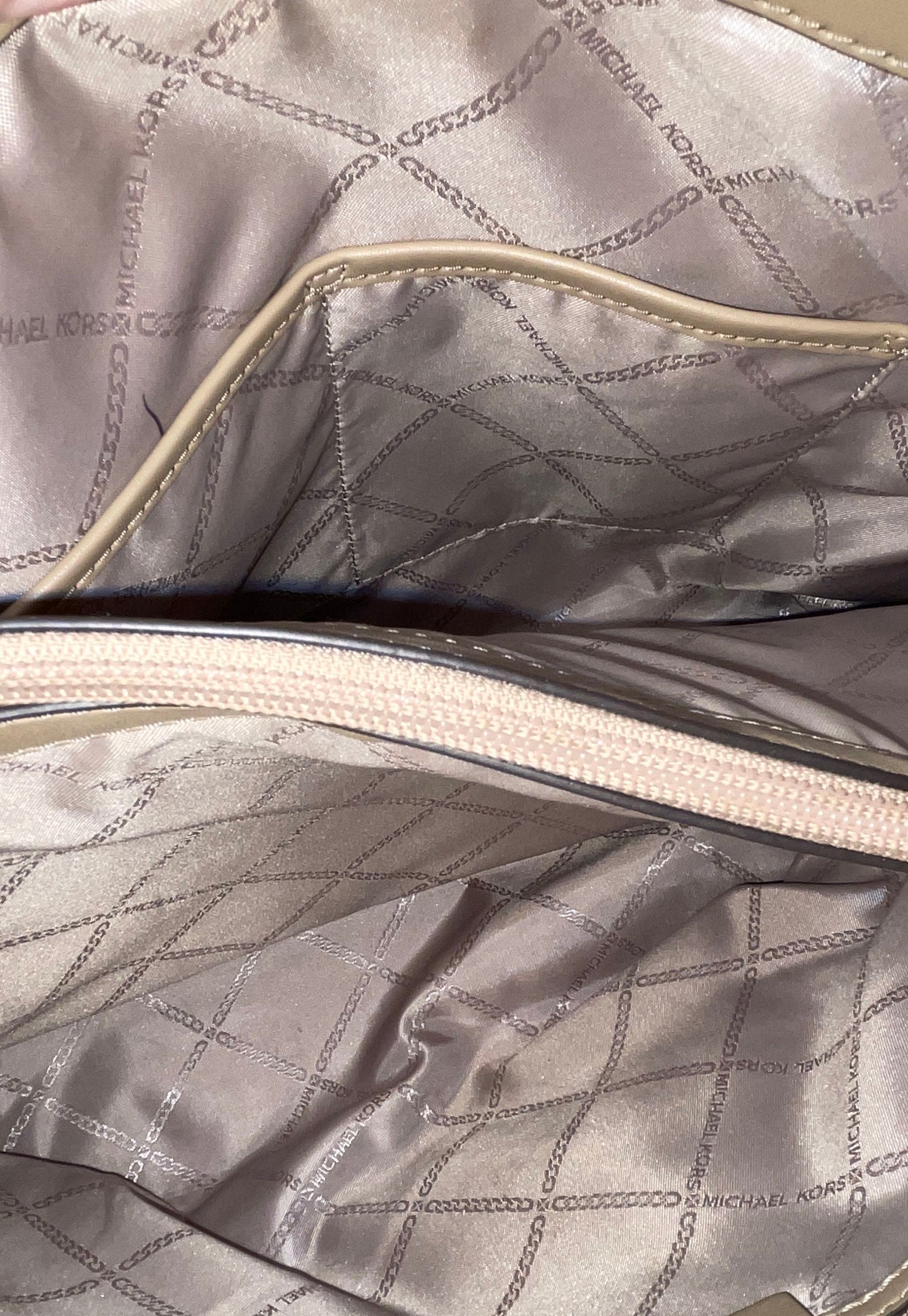 Michael Kors Gold Metallic Signature Canvas Voyager Tote Bag Gold Hardware