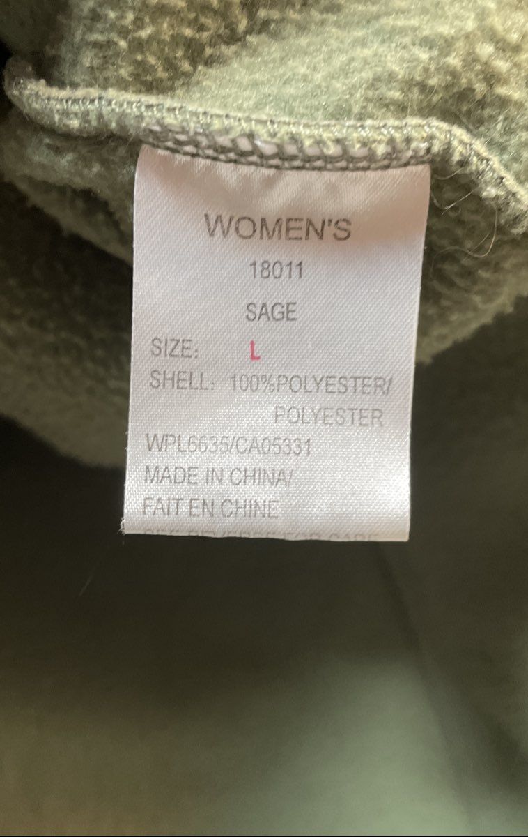 Woolrich Women's Sage Green Full Zip Fleece Vest Mock Neck Sleeveless Sz L