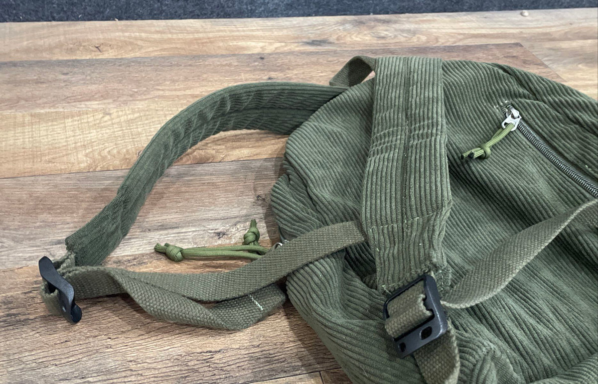 Olive Green Corduroy Backpack Small School Bag Everyday Rucksack Duck Charm