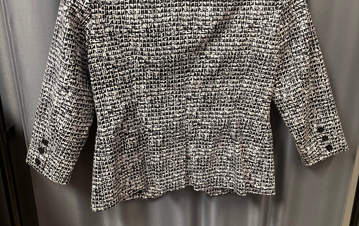 Harve Benard Women's Black White Grid Print Cotton Stretch Blazer Size S
