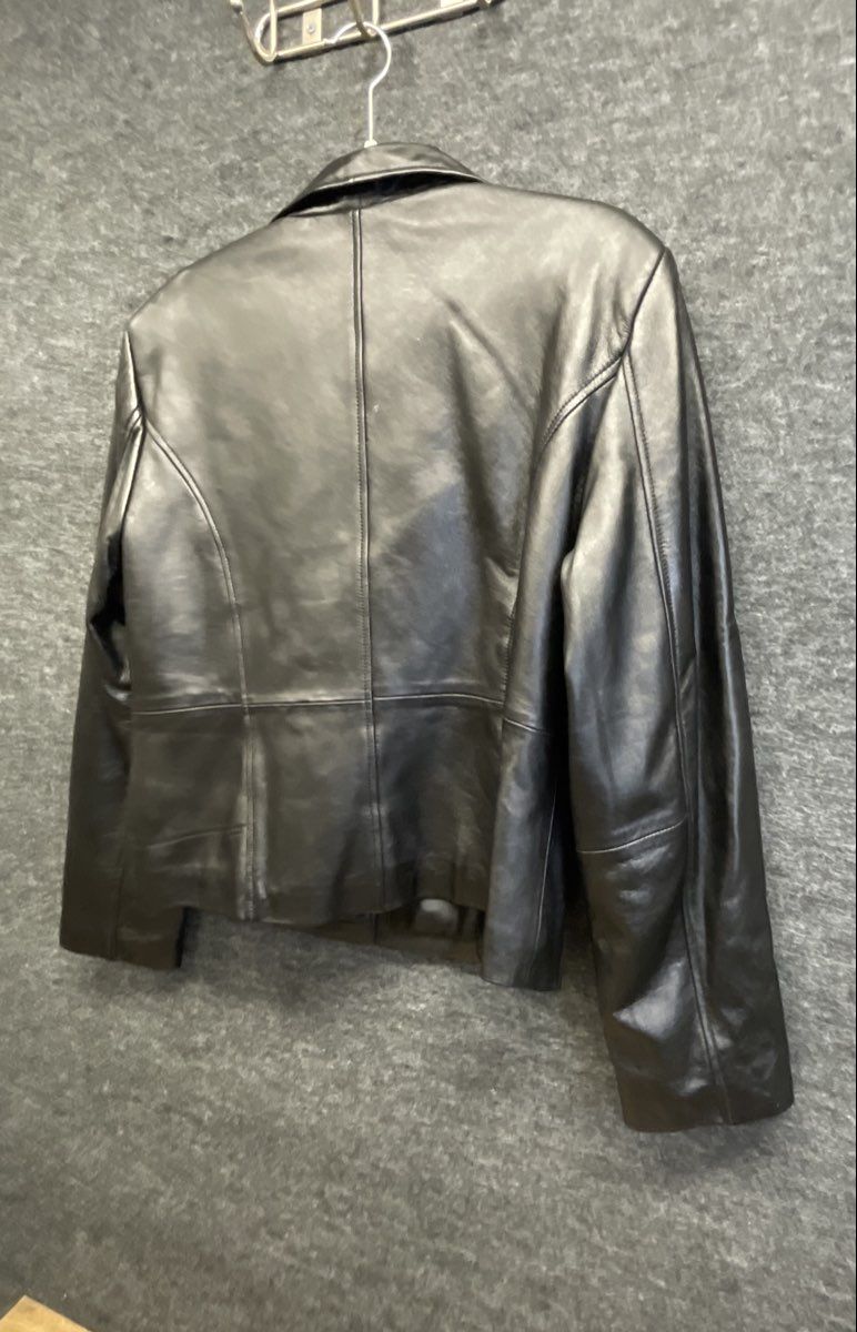 Vintage Y2K Uniform John Paul Richard Women Black Lambskin Leather Jacket Sz 16