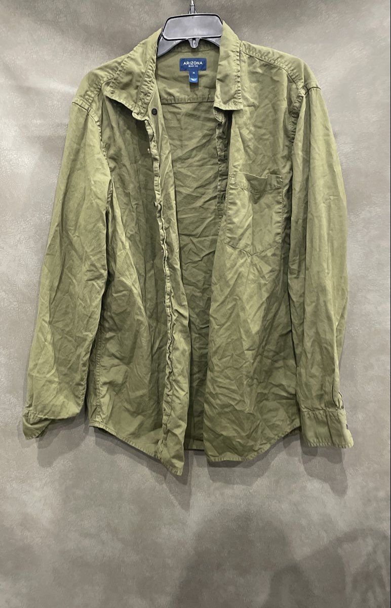 Arizona Jean Co Men's Olive Green Cotton Utility Button Down Shirt Jacket Sz XL