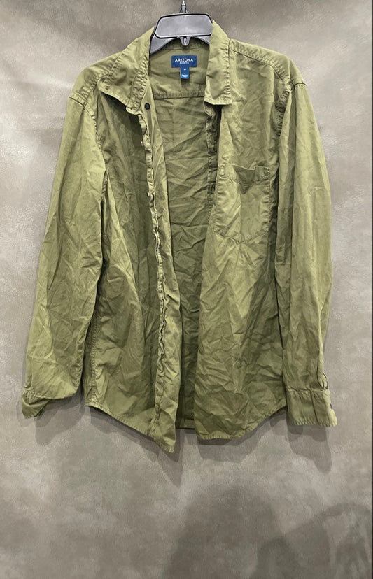 Arizona Jean Co Men's Olive Green Cotton Utility Button Down Shirt Jacket Sz XL