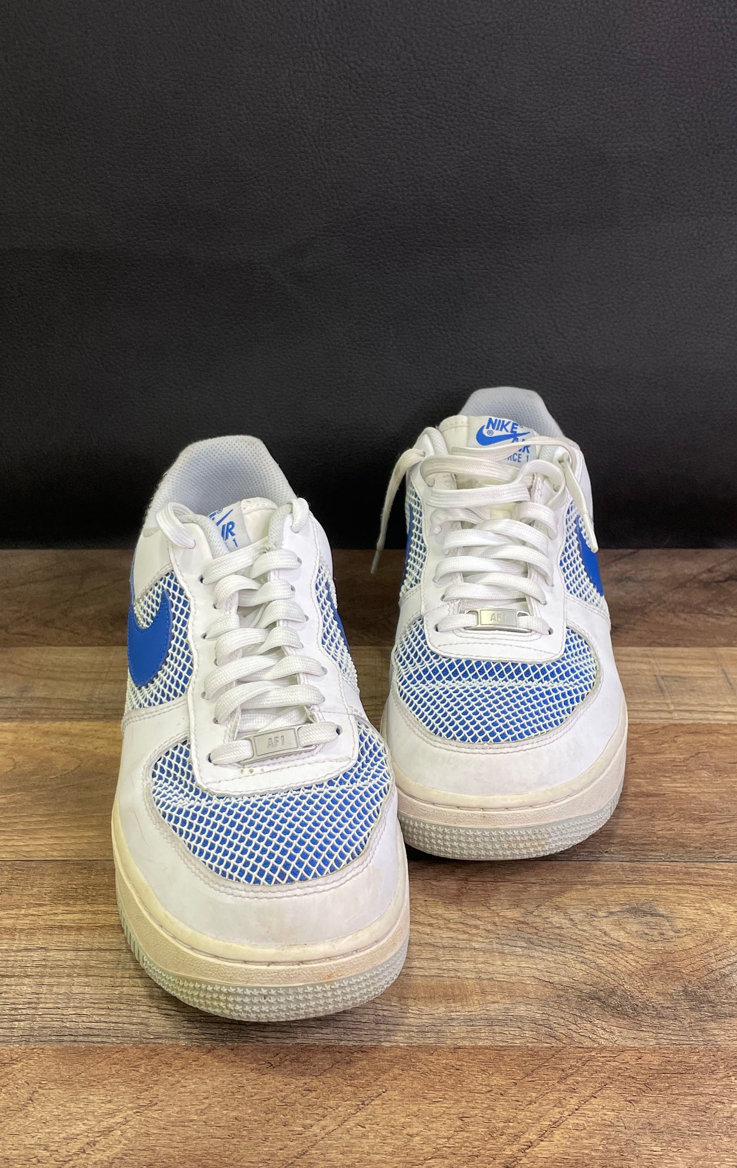 Nike Air Force 1 Low White Photo Blue Mesh Sneakers Size 11 488298-150