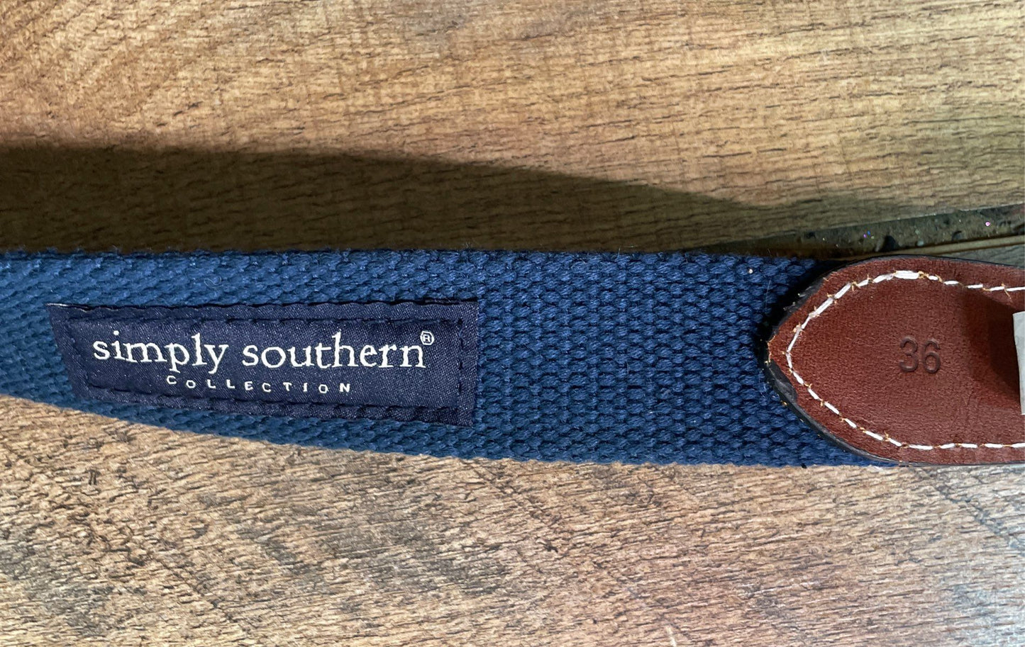 Simply Southern Men's Blue Teal Dog Ribbon Canvas Leather End Belt Sz 36 NWT
