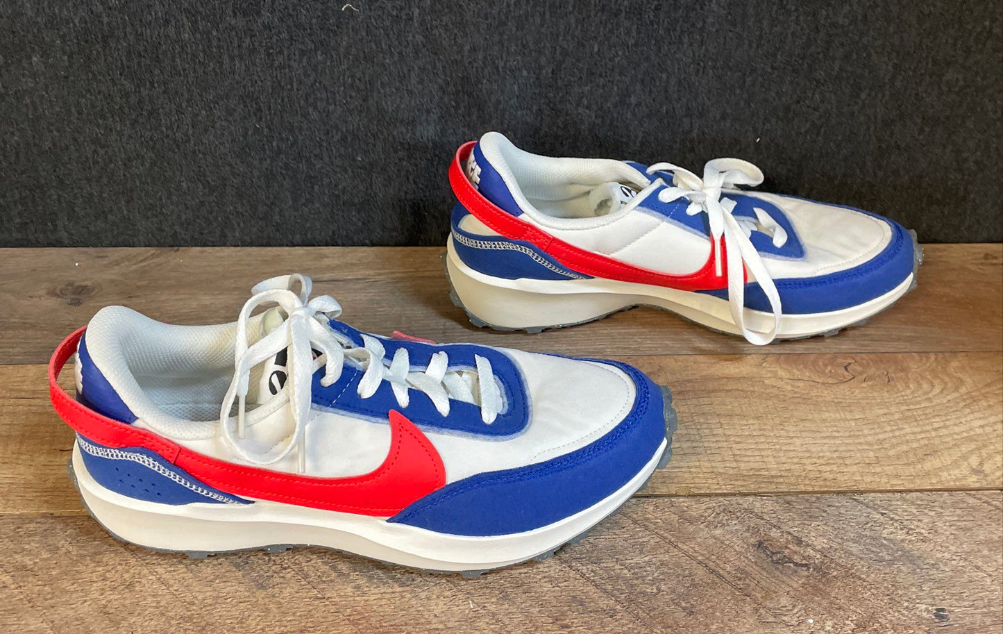Nike Waffle Debut White Game Royal University Red Lifestyle Sneakers Size 8