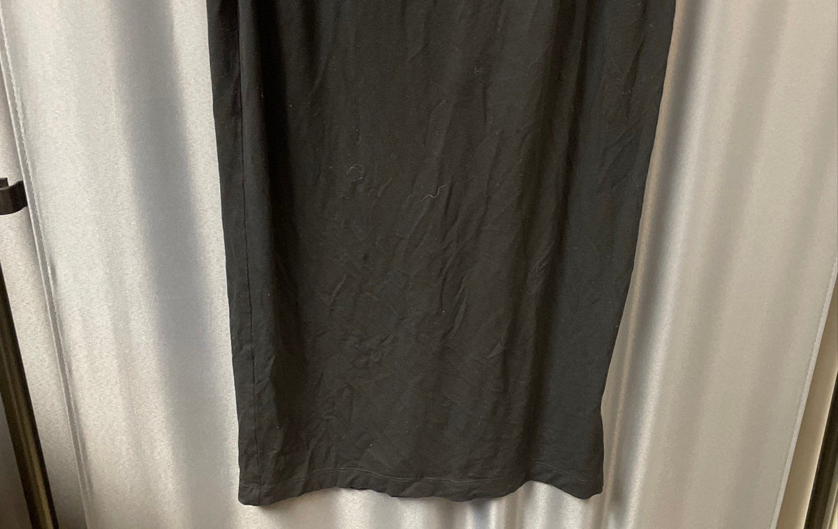 Eileen Fisher Women's Black Rayon Jersey Fold-Over Maxi Skirt Rear Slit Size M