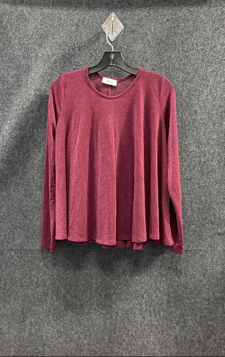 Dixie Women's Red Long Sleeve Flare Swing Top Ribbed Blouse Sz S NWT