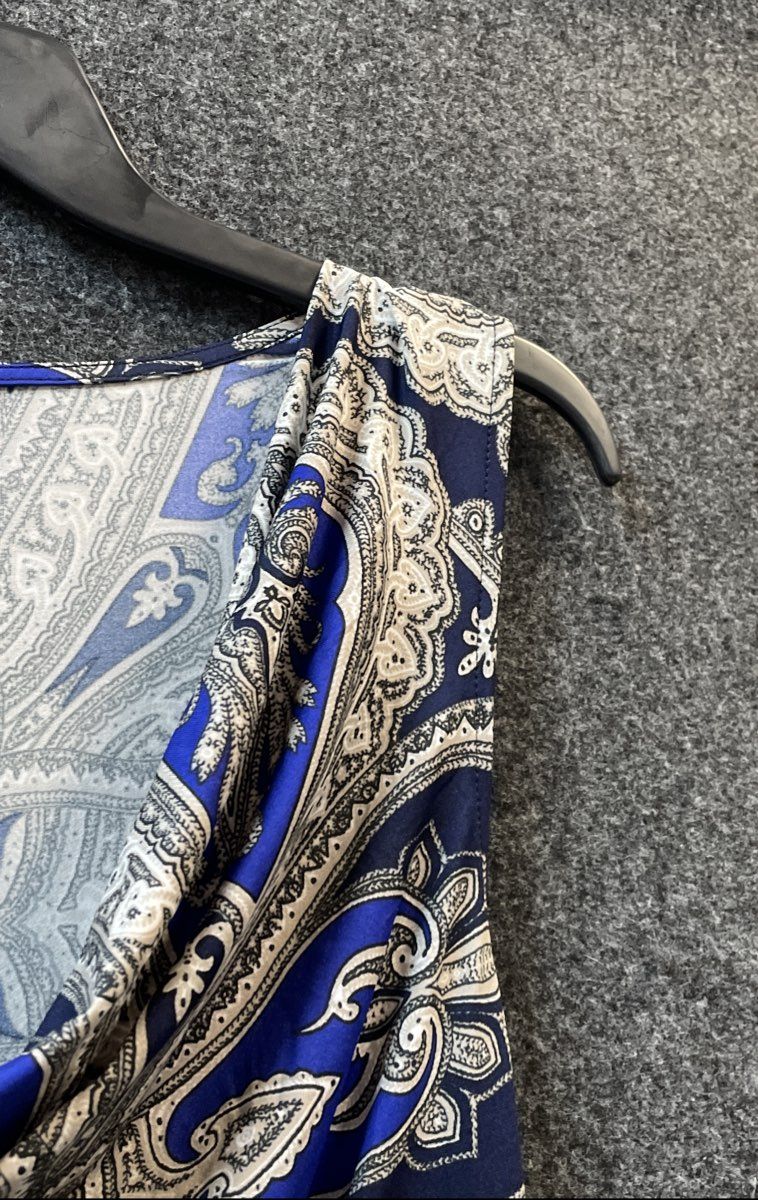 INC International Concepts Women's Blue Moroccan Scarf Cowl Neck Dress L NWT