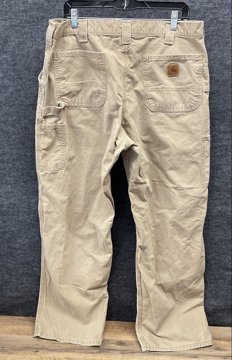 Carhartt Men's B151 Dark Khaki Canvas Work Dungaree Pants Sz 38x32