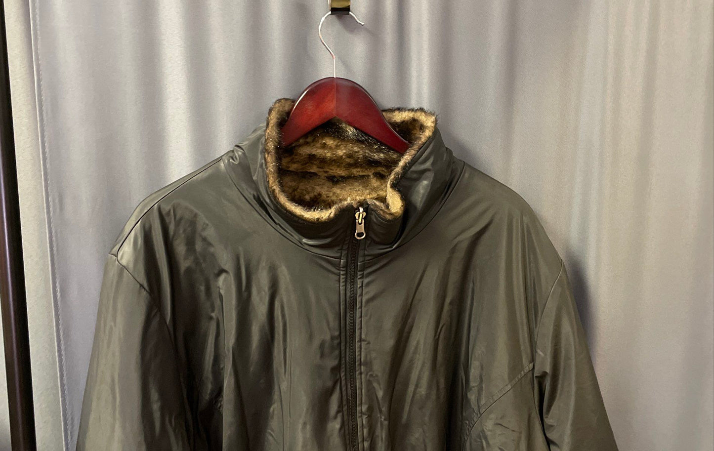 Venezia Women's Reversible Jacket Brown Gray Faux Fur Full Zip Up Sz 26/28