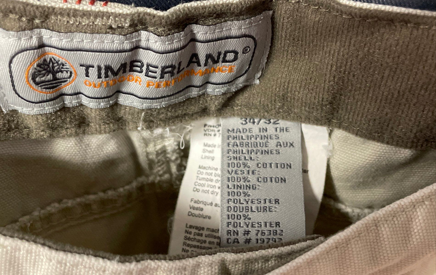 Timberland Men's Khaki Outdoor Performance Canvas Work Pants Sz 34x32