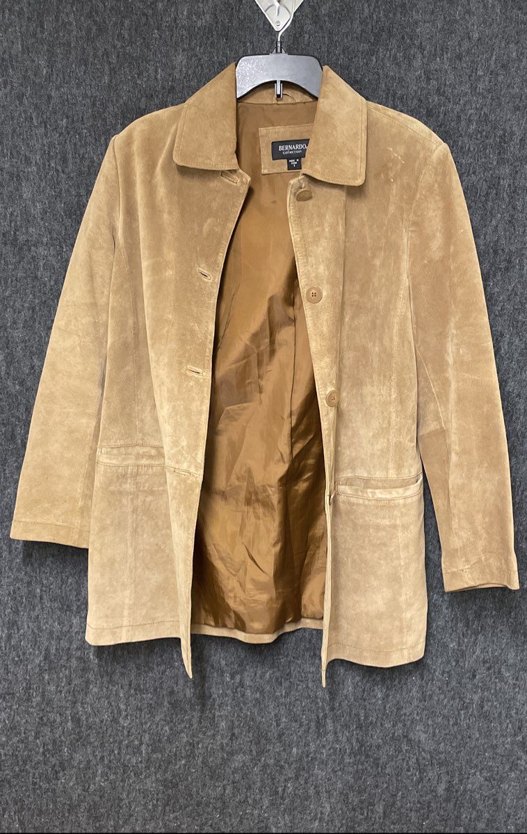 Bernardo Collection Women's Tan Genuine Leather Button Front Jacket Sz S