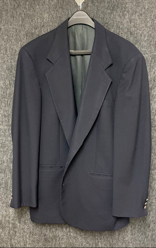 Vintage 90s Oscar de la Renta Men's Navy Wool Gold Crest Button Blazer Sz 43R