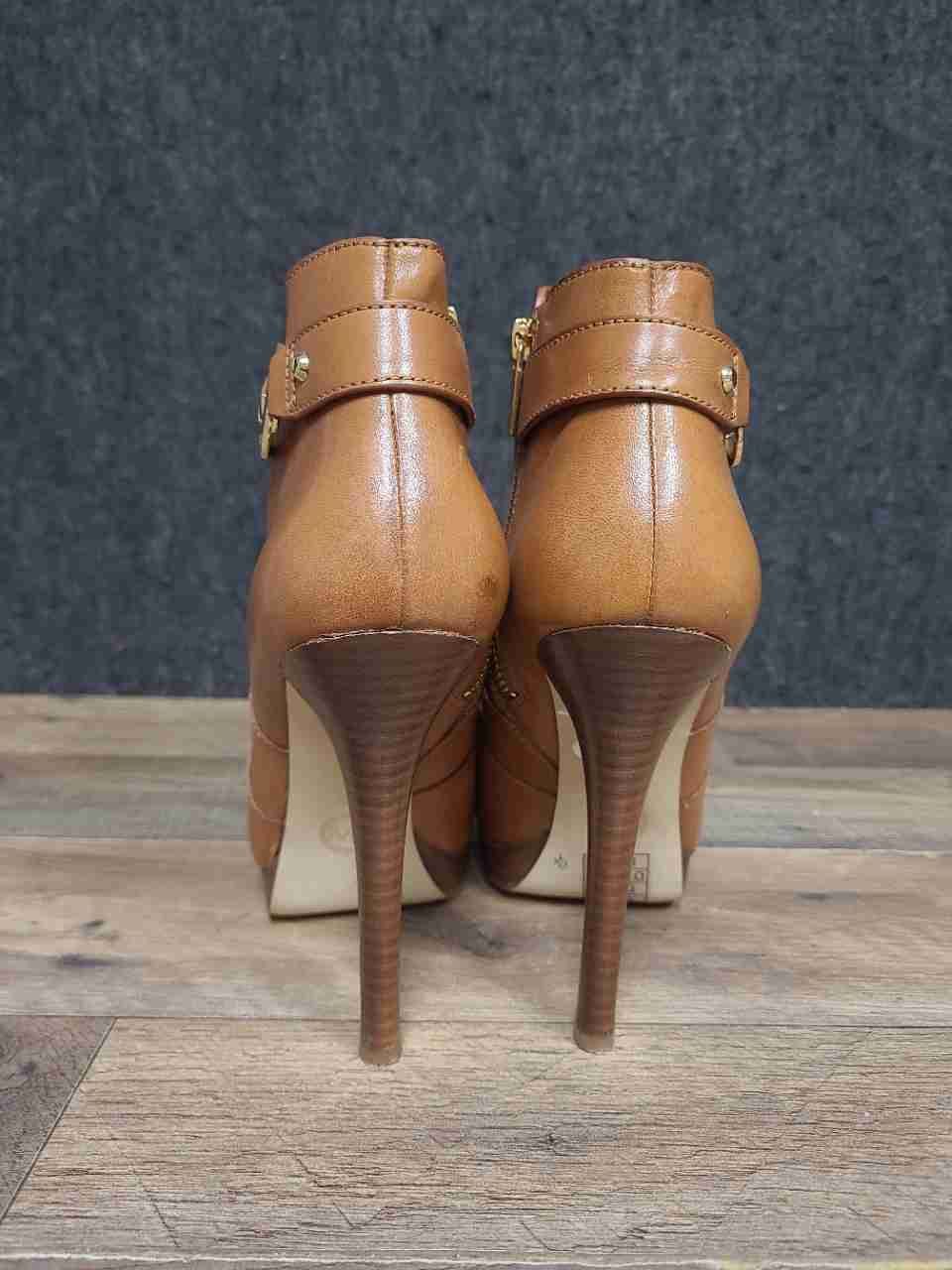 Michael Kors Tan Leather Platform Stiletto Ankle Boots Booties Size 8.5