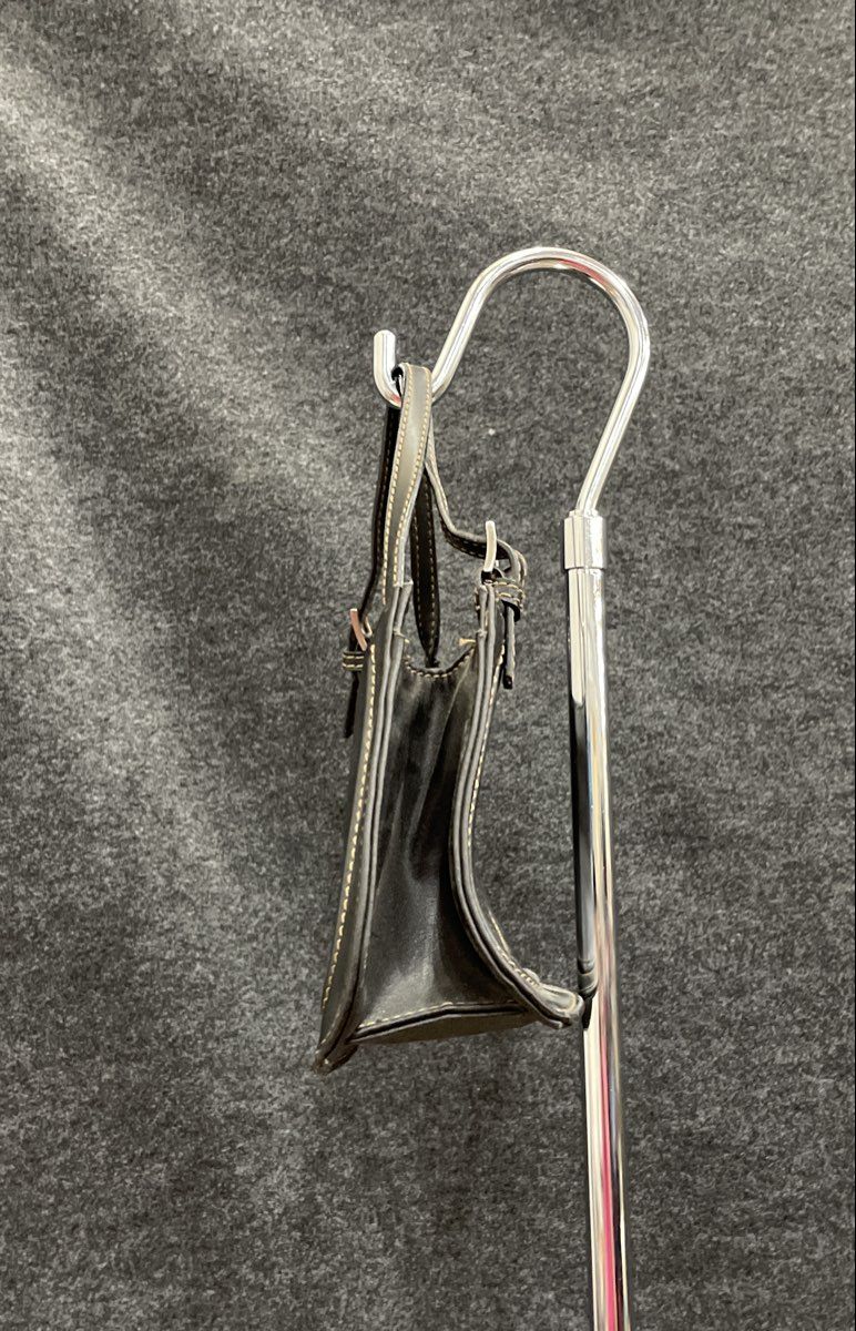 Vintage Nine West Black Leather Shoulder Bag Silver Hardware Contrast Stitch
