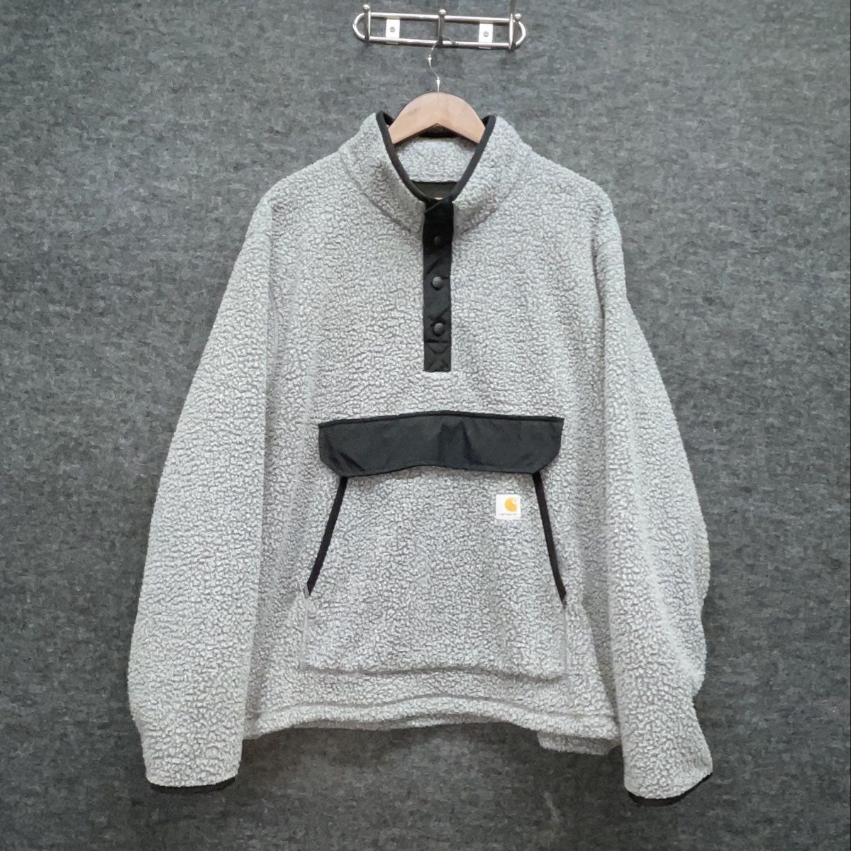 Carhartt Men's Sherpa Fleece Half Snap Pullover Gray Relaxed Fit Size M