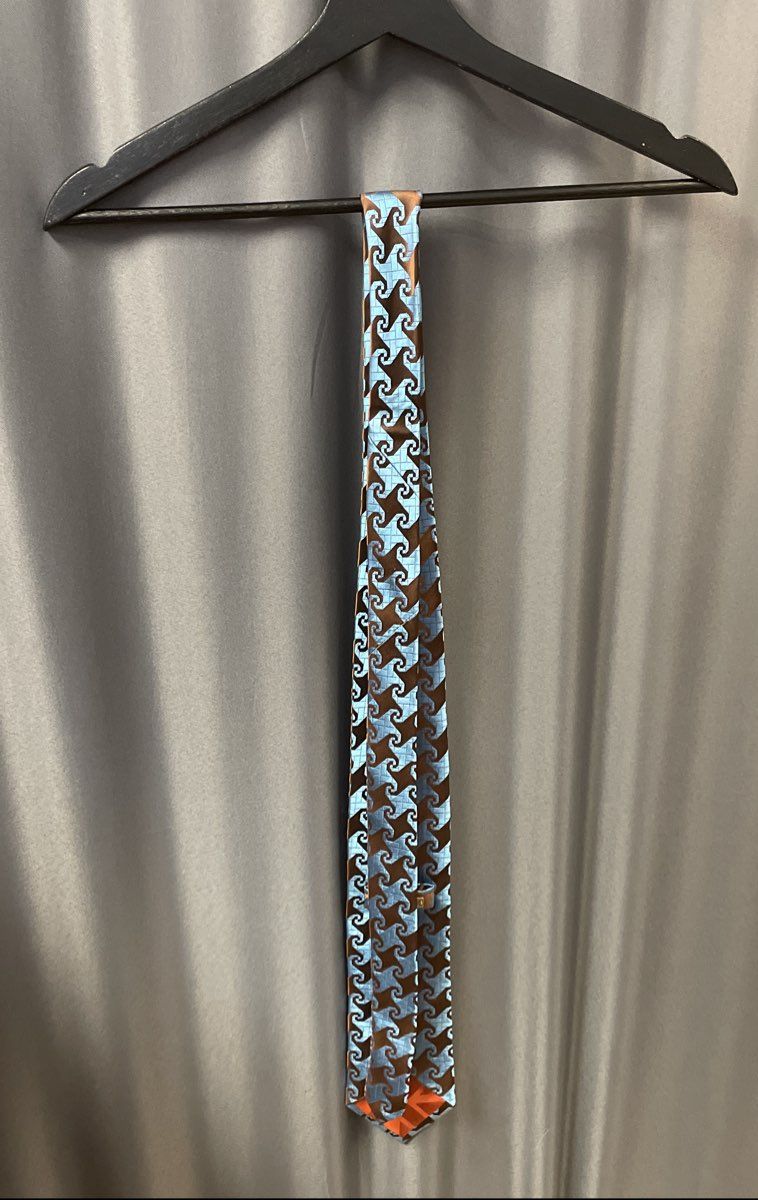 Ben Sherman Men's Blue Brown Geometric Silk Necktie Union Jack NWOT