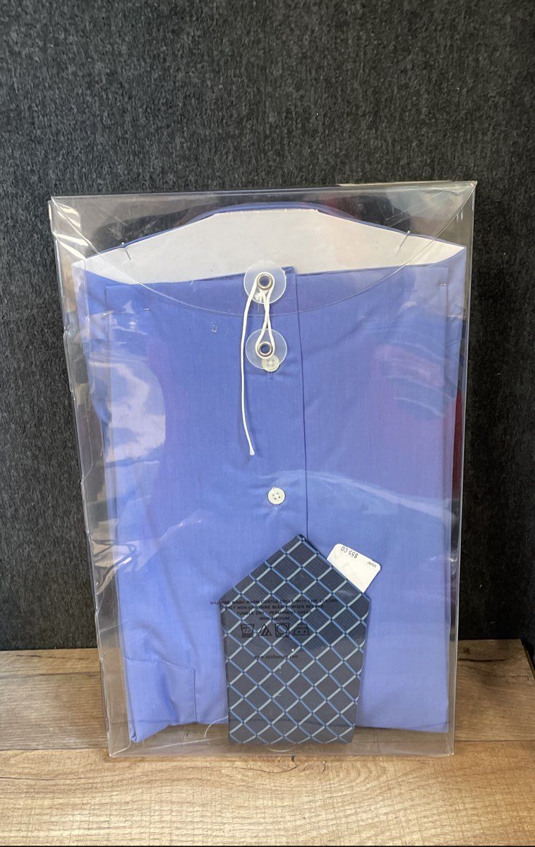 Van Heusen Men's Dress Shirt Tie Combo Blue Wrinkle Free Poplin NWT Sz 16.5