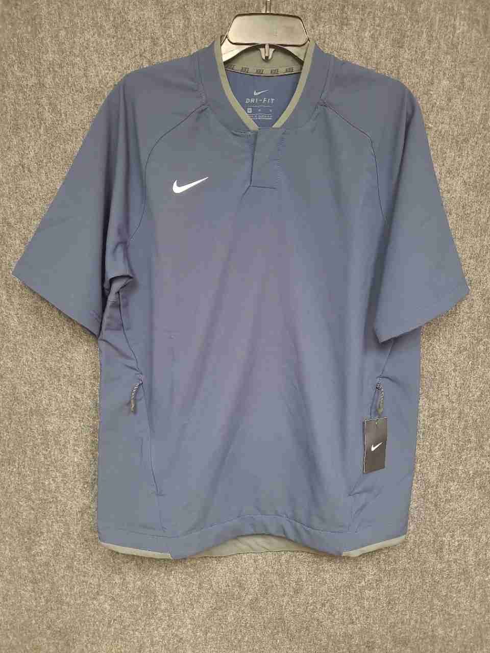 Nike Men's Dri-FIT Short Sleeve Baseball Training Jacket Blue Windshirt NWT M