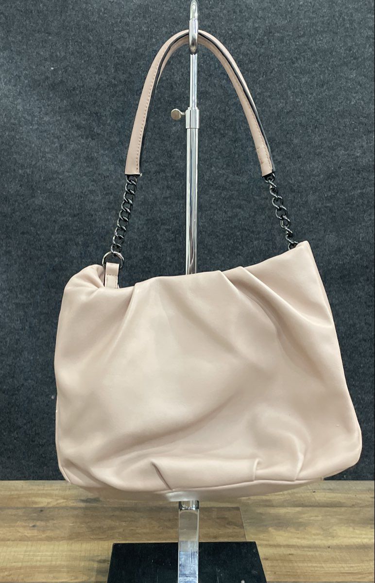 Simply Vera Vera Wang Cream Ruched Shoulder Bag Gunmetal Chain Detail