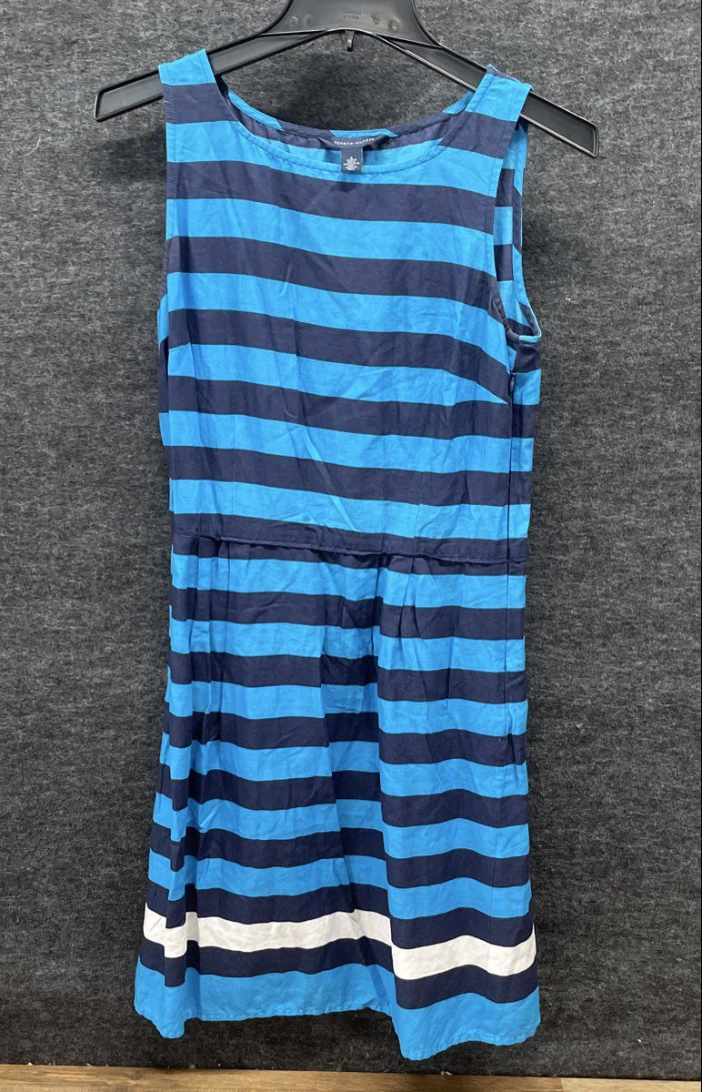 Tommy Hilfiger Women's Blue Dark Blue Striped Sleeveless Side Zip Dress Sz 6