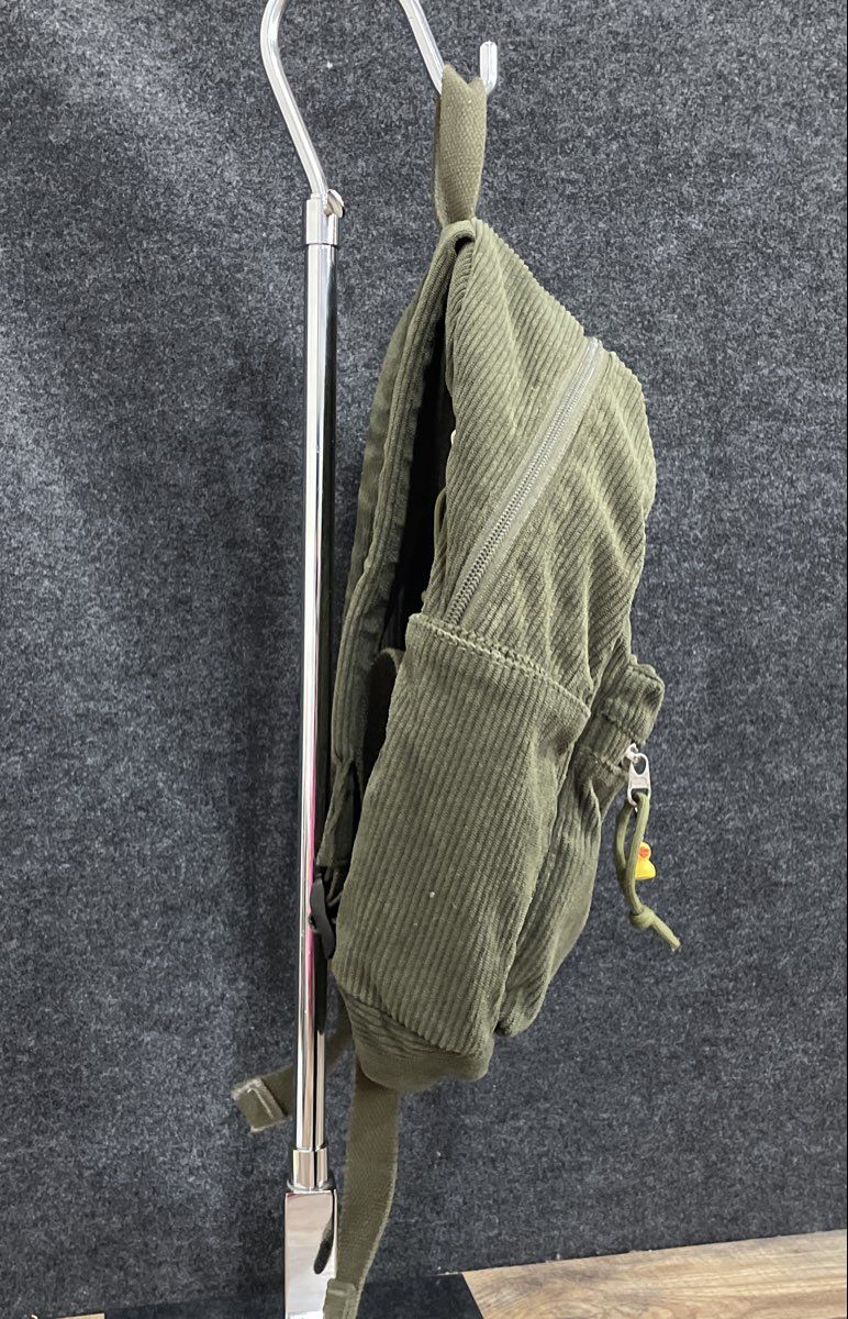 Olive Green Corduroy Backpack Small School Bag Everyday Rucksack Duck Charm