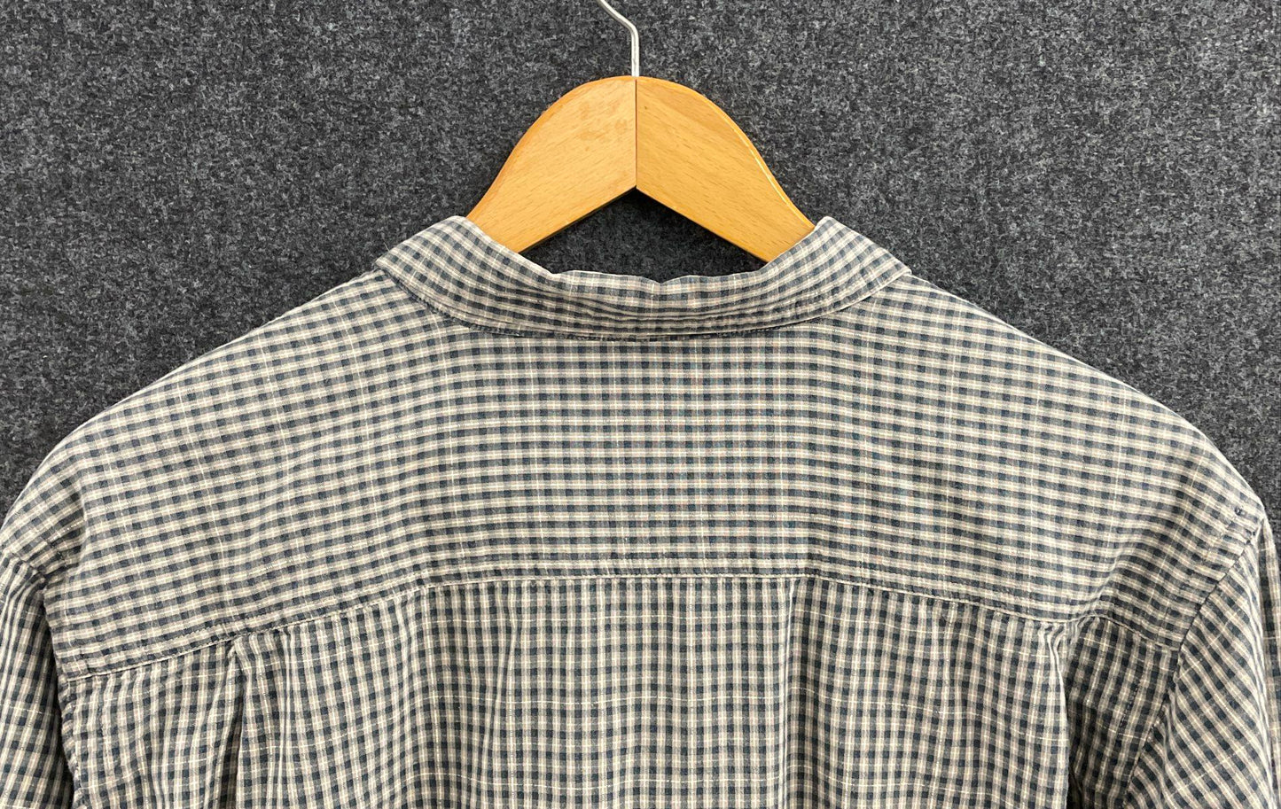 Columbia Men's Long Sleeve Button Up Shirt Gray Navy Gingham Check Cotton Sz L