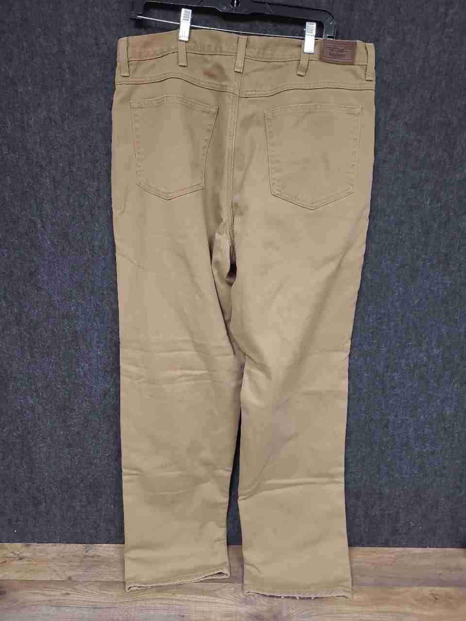 L.L. Bean Men's Classic Fit Flannel Lined Pants Tan Khaki Cotton Sz 37x32