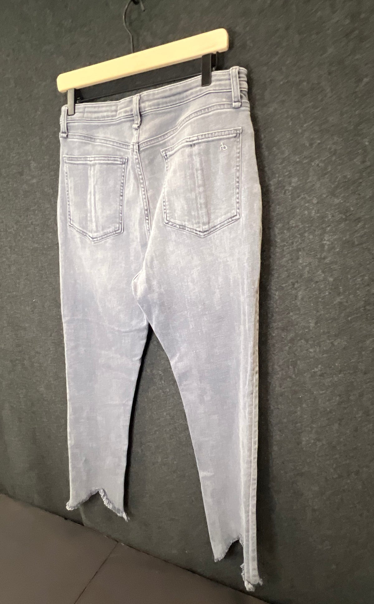 Rag & Bone Women's Dexter High Rise Grey Jeans Raw V-Hem Sz 30