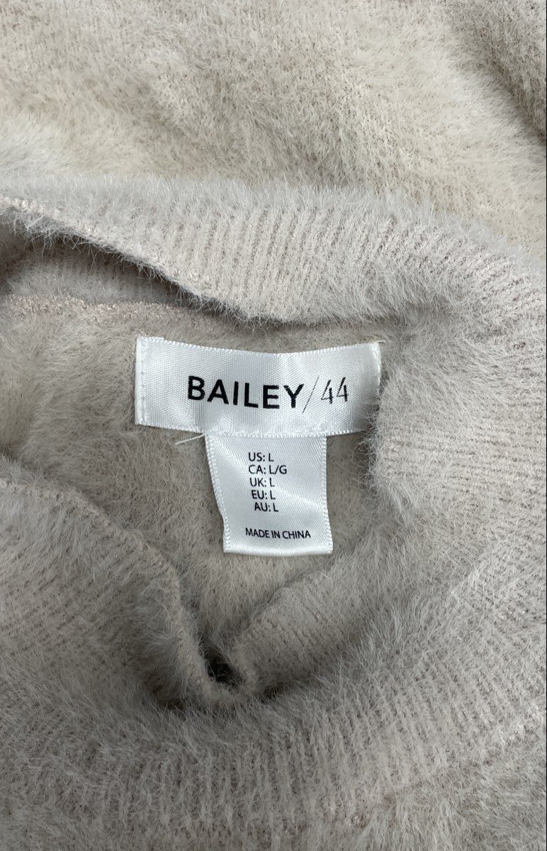Bailey/44 Women's Cream Mock Neck Sleeveless Fuzzy Sweater Top Size L