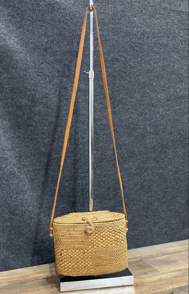 Folk Fortune Brown Hand Woven Rattan Mini Basket Crossbody Bag Bali