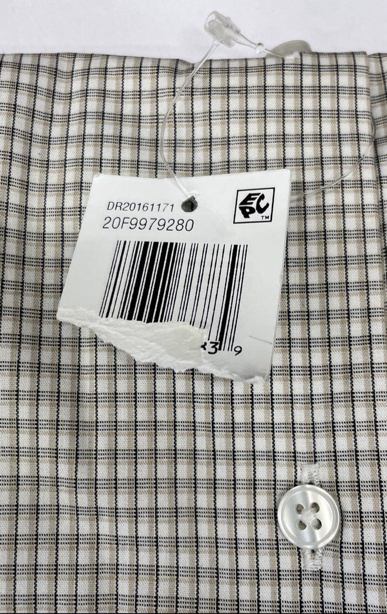 Van Heusen Men's Dress Shirt Tan Black White Check Stain Shield Big Fit NWT 19