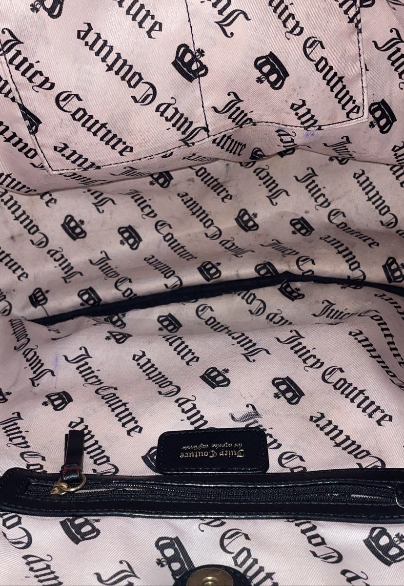 Juicy Couture Grey Monogram Large Tote Bag Rhinestone JC Logo Charm