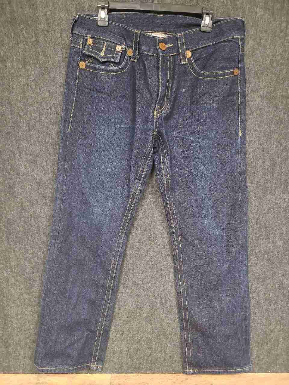 Vintage Y2K True Religion Men's Dark Blue Straight Leg Denim Jeans USA Made 36