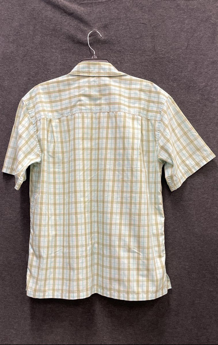 Patagonia Men's Plaid Short Sleeve Button Up Shirt Blue Green Vented Sz M