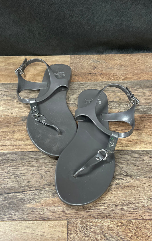 Coach Plato Grey Jelly Thong Ankle Strap Sandals Womens Size 8B A8890