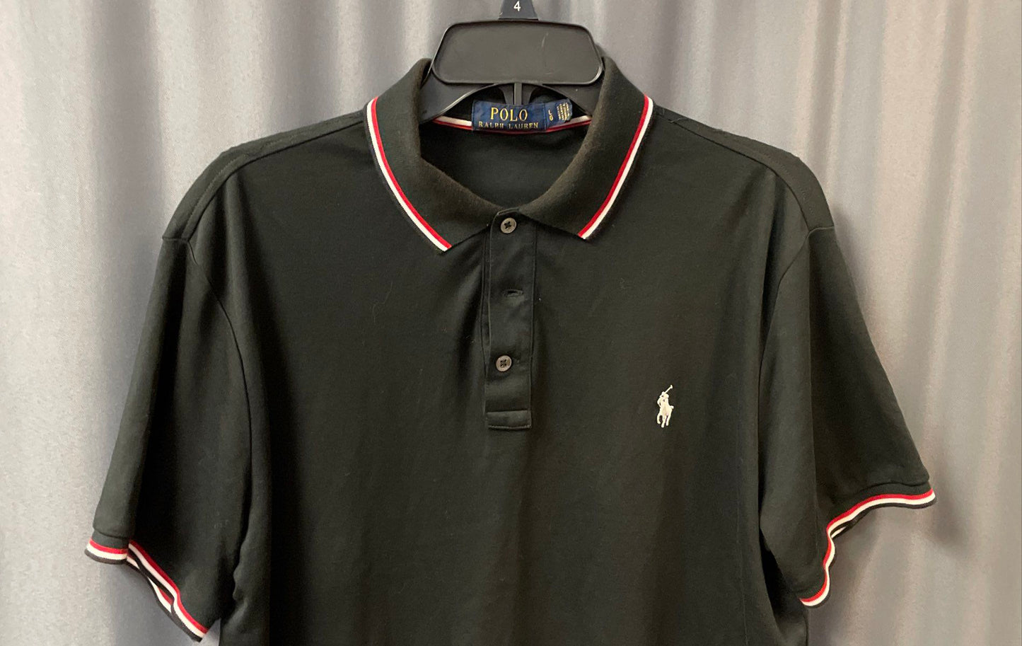 Polo Ralph Lauren Men's Black Tipped Short Sleeve Polo Golf Shirt Size L