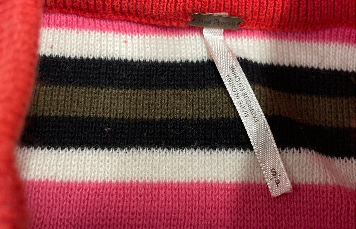 Free People Women's Multicolor Striped Mock Neck Cotton Knit Sweater Tunic Sz S