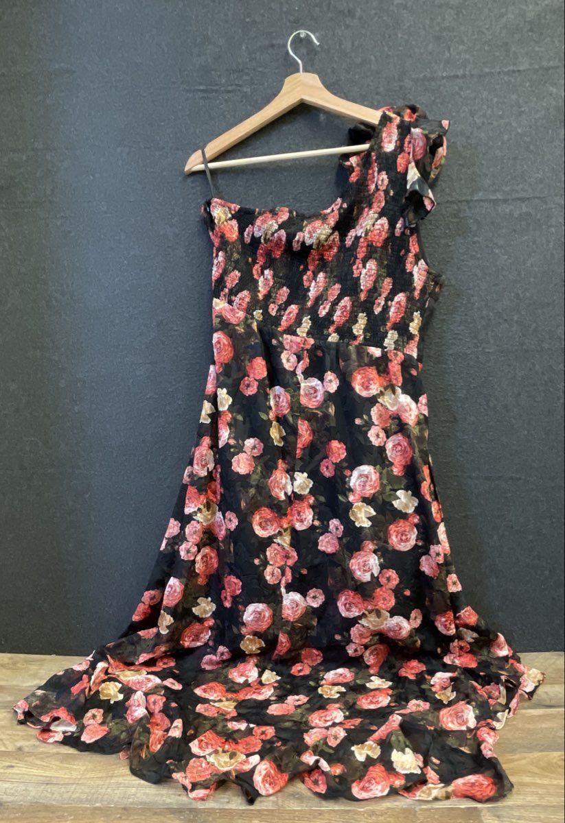 Grace Karin Women's Textured Floral One Shoulder Rose Detail Dress Sz 16 NWT