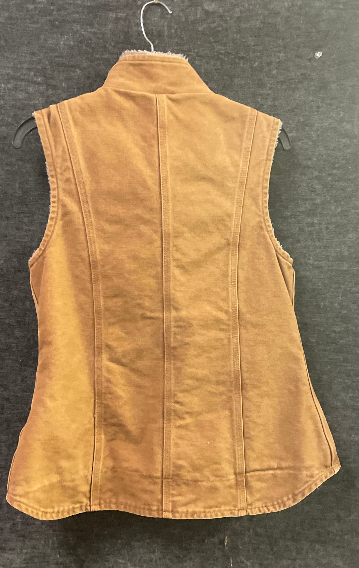 Carhartt Mock Neck Sherpa Lined Duck Canvas Workwear Vest Brown Sz XS (0/2)