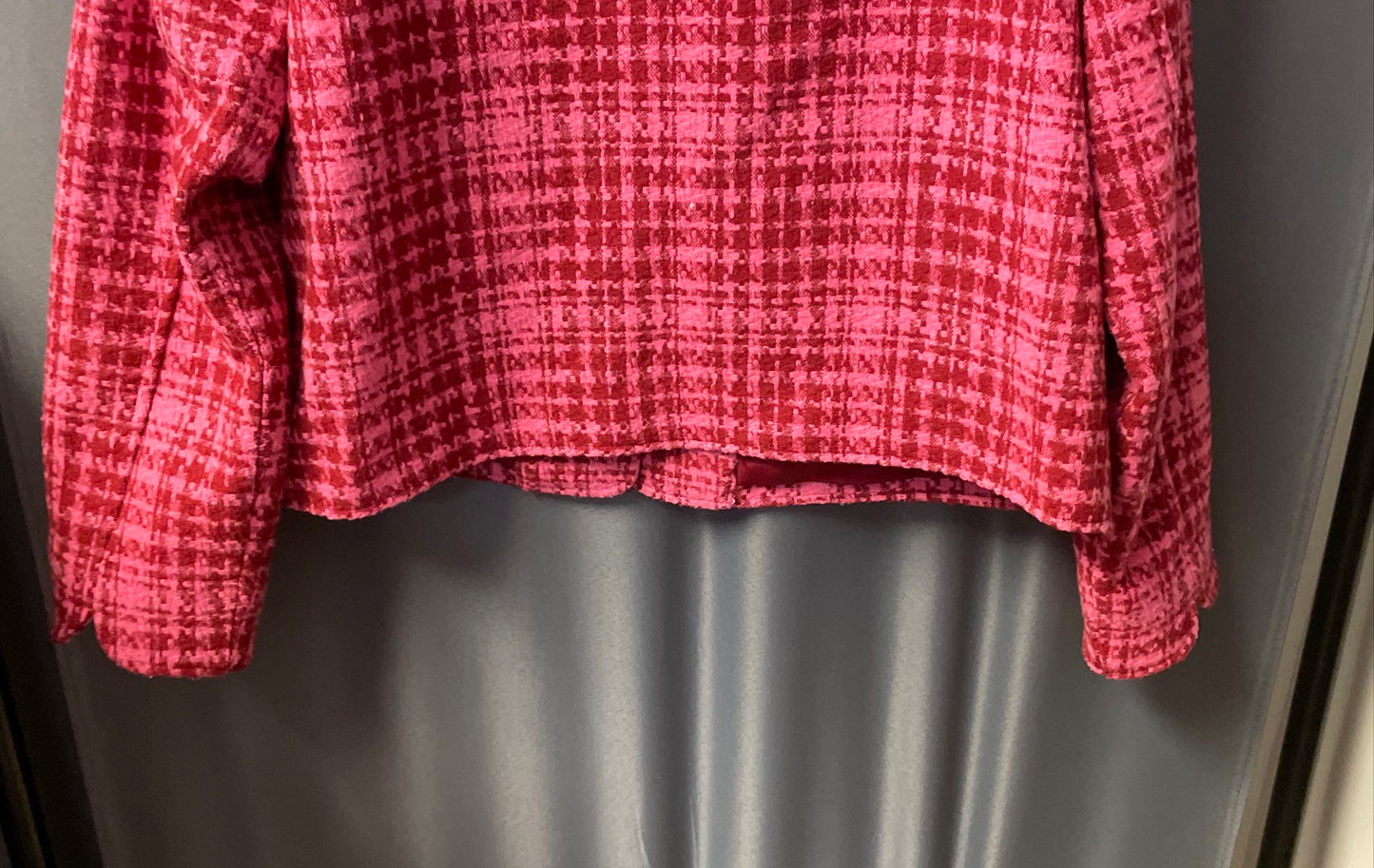 On 34th Women's Pink Houndstooth Wool Blend Collarless Jacket Sz 14