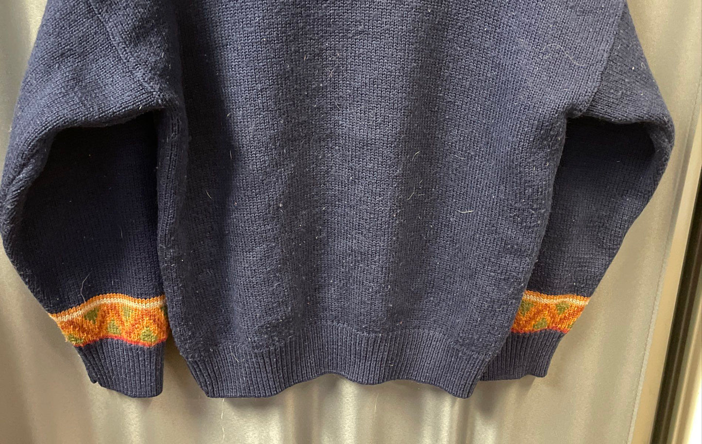 Vintage 90s Together! Blue Floral Cable Knit Wool Blend Sweater Sz M