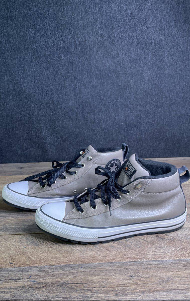 Converse Chuck Taylor All Star Street Mid Taupe Leather Sneakers Men's Size 11